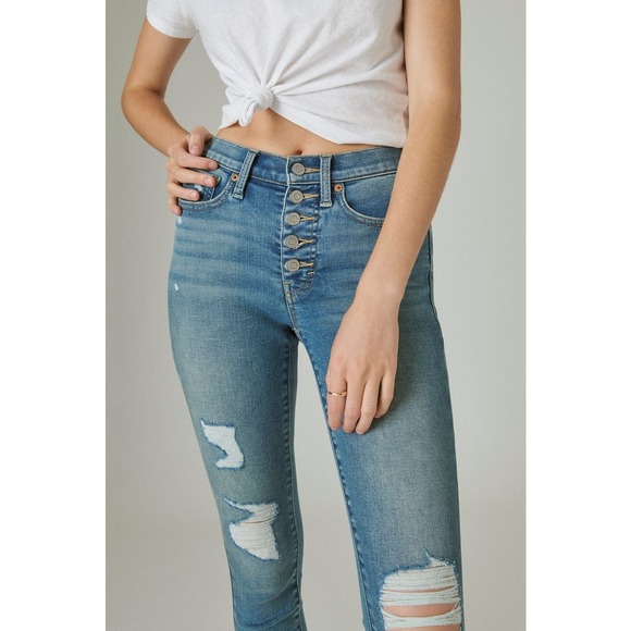 Lucky Brand High Rise Denim Mom Jean, Women's Size 4/27 Ankle - Blue - Picture 3 of 14